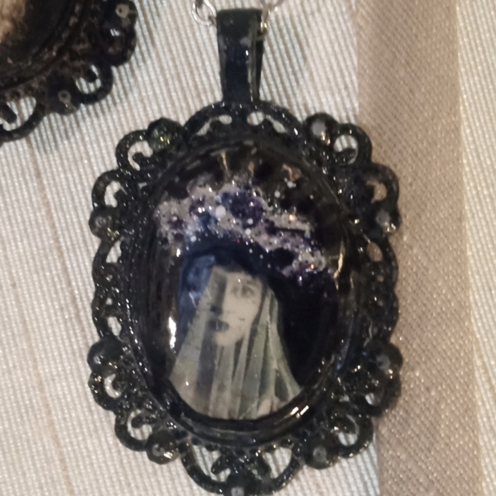 Gothic bride pendant on silver chain